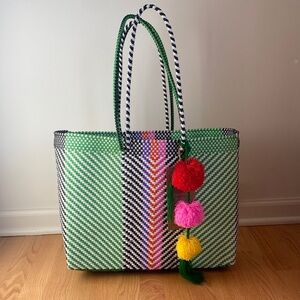 Colorful Woven Recycled Plastic Mexican Tote Bag